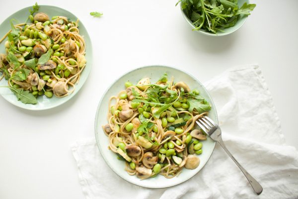 Romige speltpasta met sojabonen