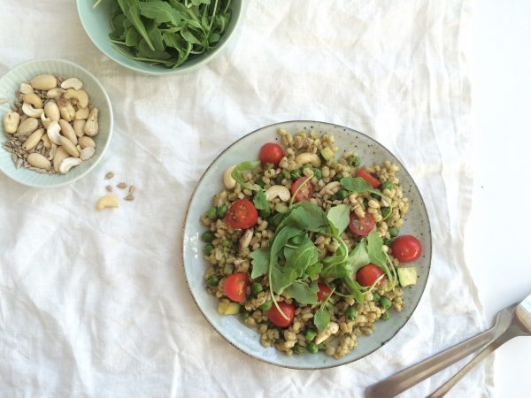 parelgort met pesto