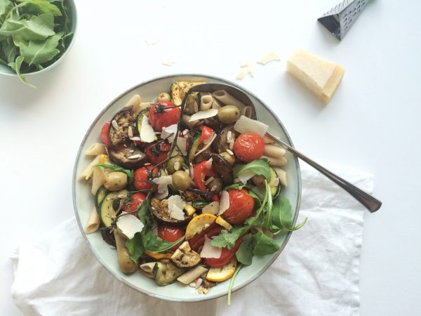 spelt pasta salade gegrilde groenten