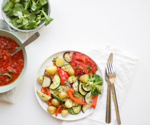 Geroosterde groenten tomatensaus