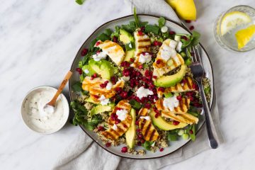 halloumi salade quinoa granaatappel