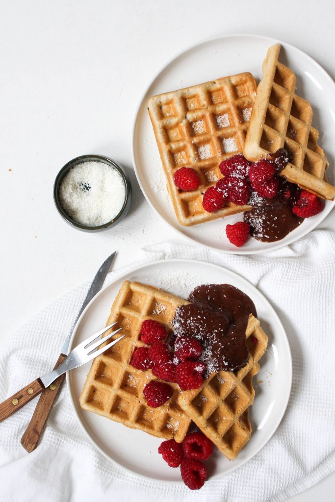 Wafels chocolademousse frambozen