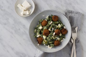 boerenkool met chili, feta en vegetarische balletjes