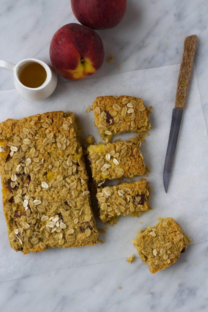 haverkoek met perzik becel margarine