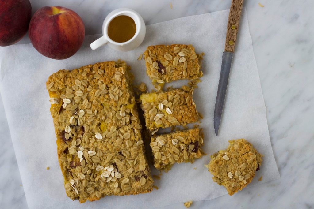 haverkoek met perzik becel margarine