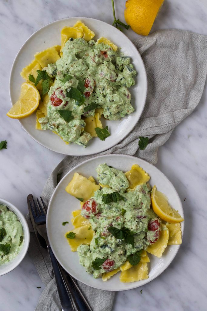 Ravioli tuinerwten-ricotta munt saus