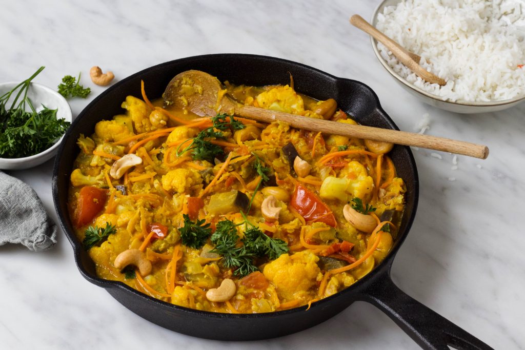 Indiase groentecurry met linzen