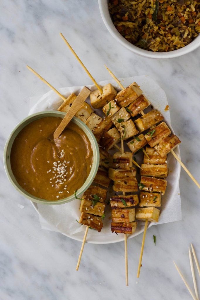 Gegrilde tofu sate